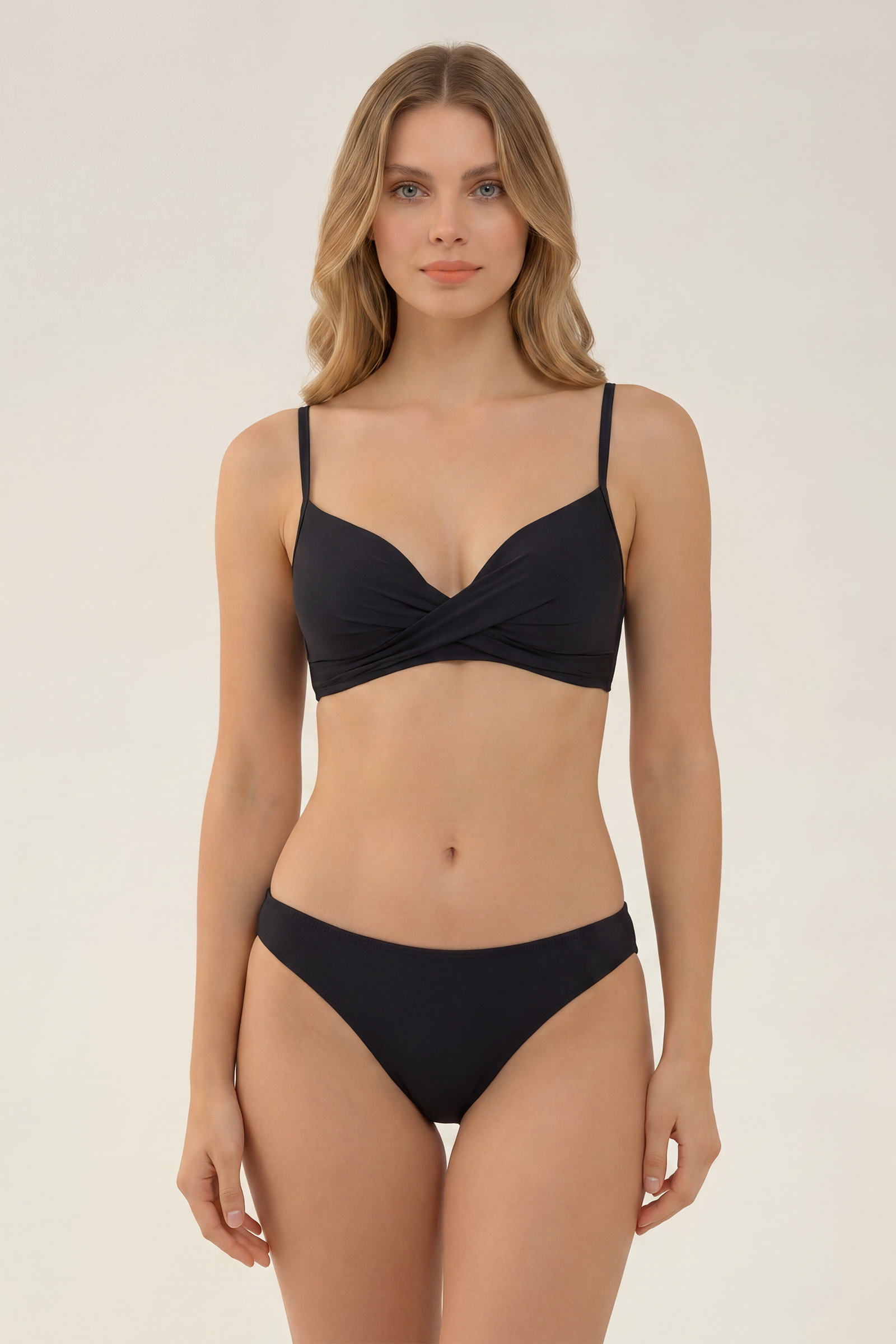 SunseekerCore Solid Black Cross Front Bikini Top