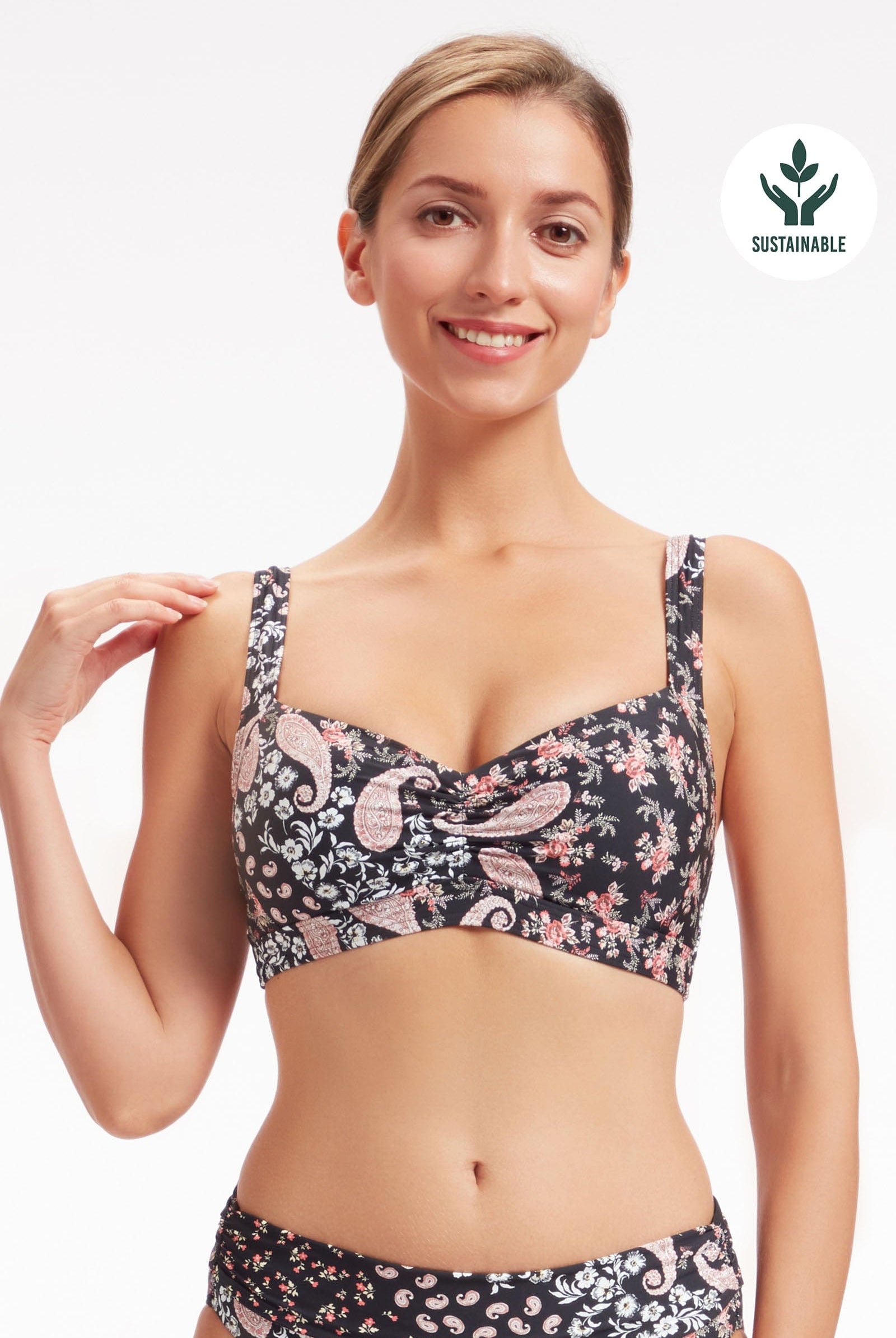 Sunseeker Sweet Paisley Black Plus Cup Bikini Top