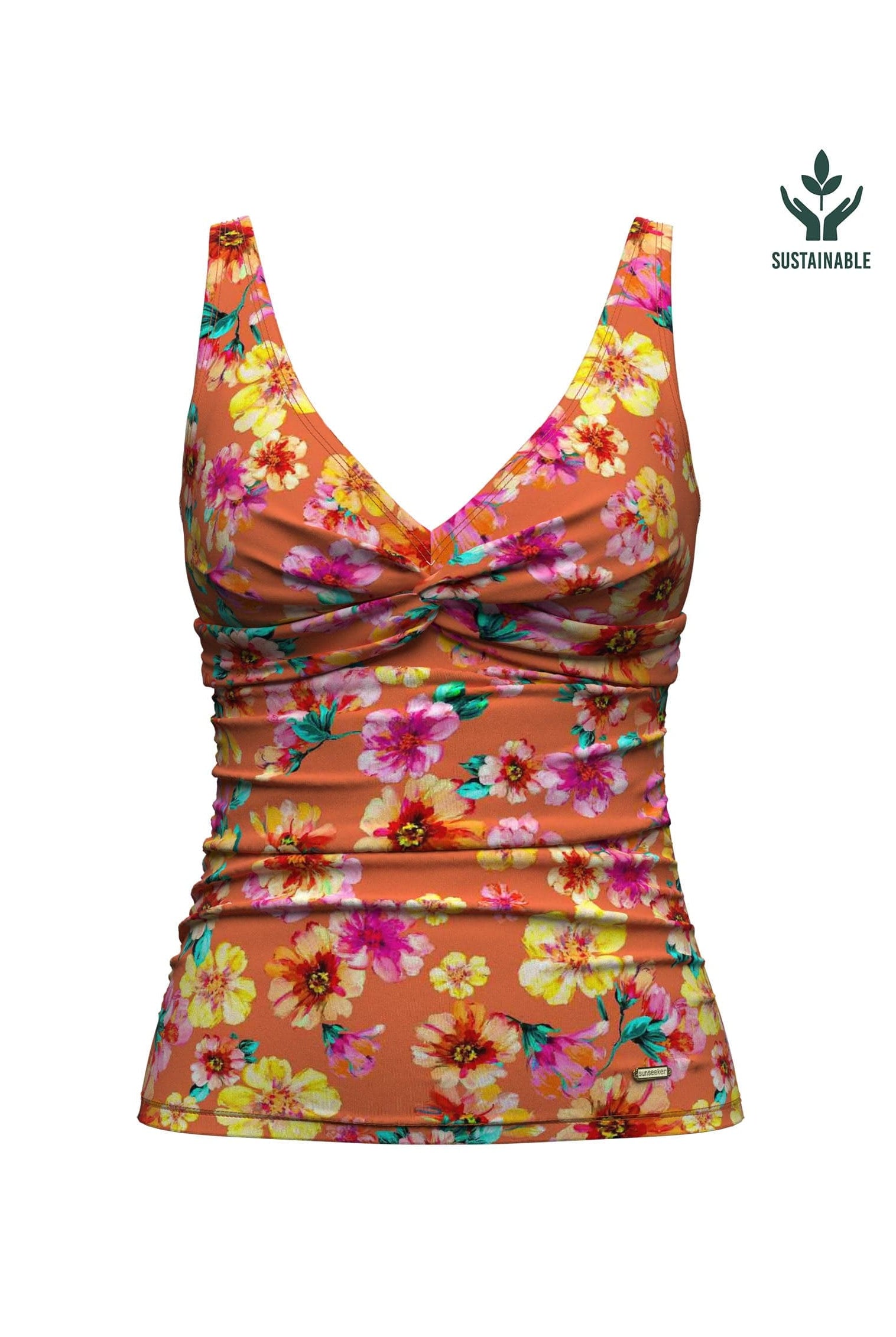 Sunseeker Vibrant Vacation Spicy Orange Plus Cup Tankini Top