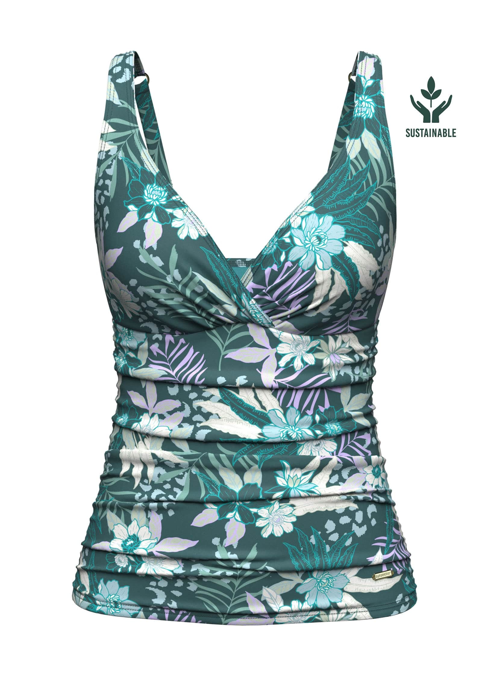 Sunseeker Elevated Tropics Tropical Green Plus Cup Tankini Top