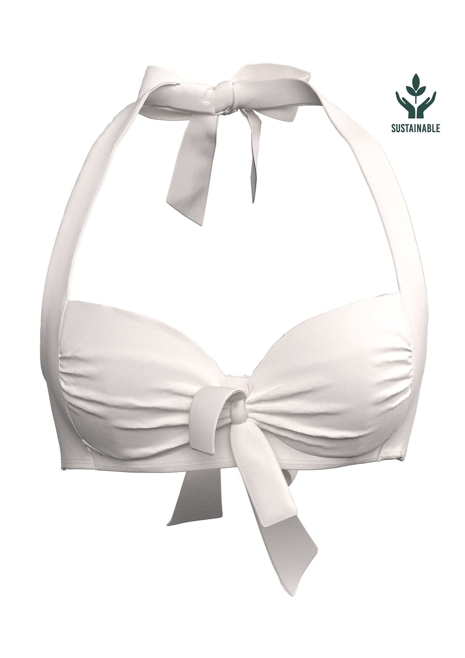 Sunseeker Core Solid Off White Halter Bikini Top