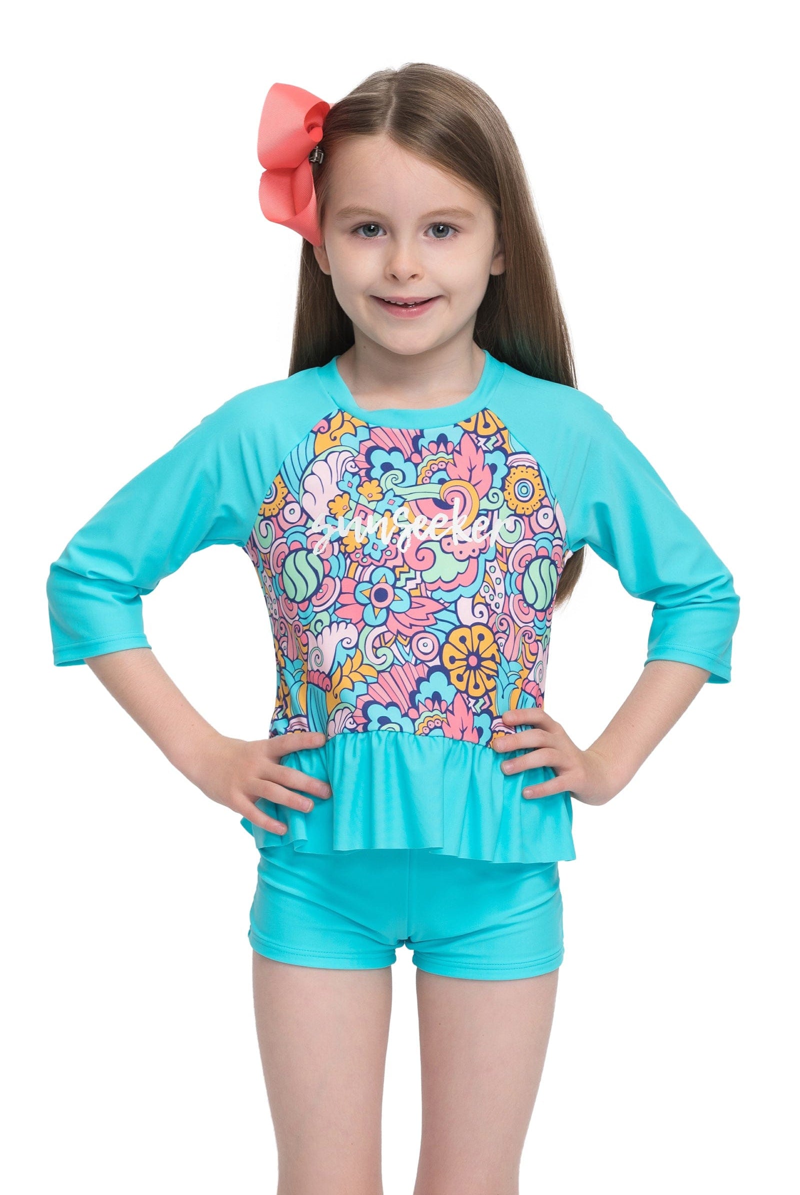 Sunseeker Doodle fun 3/4 sleeve rash guard set