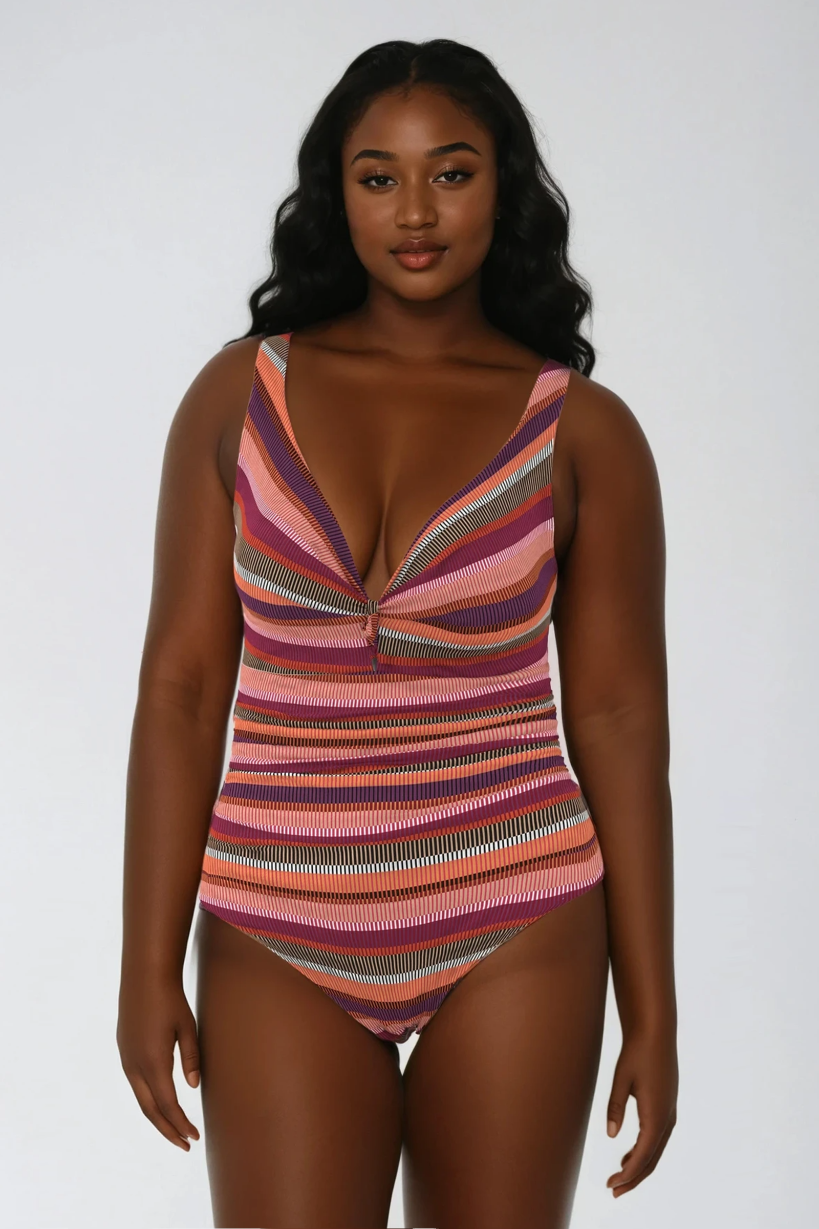 Sunseeker Tropadelic Stripe Etnico Plus Cup Knot Front Onepiece Sunseeker Tropadelic Stripe Etnico Plus Cup Knot Front Onepiece