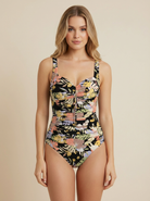 SunseekerDaydream Black Plus Cup Ruched Front Onepiece