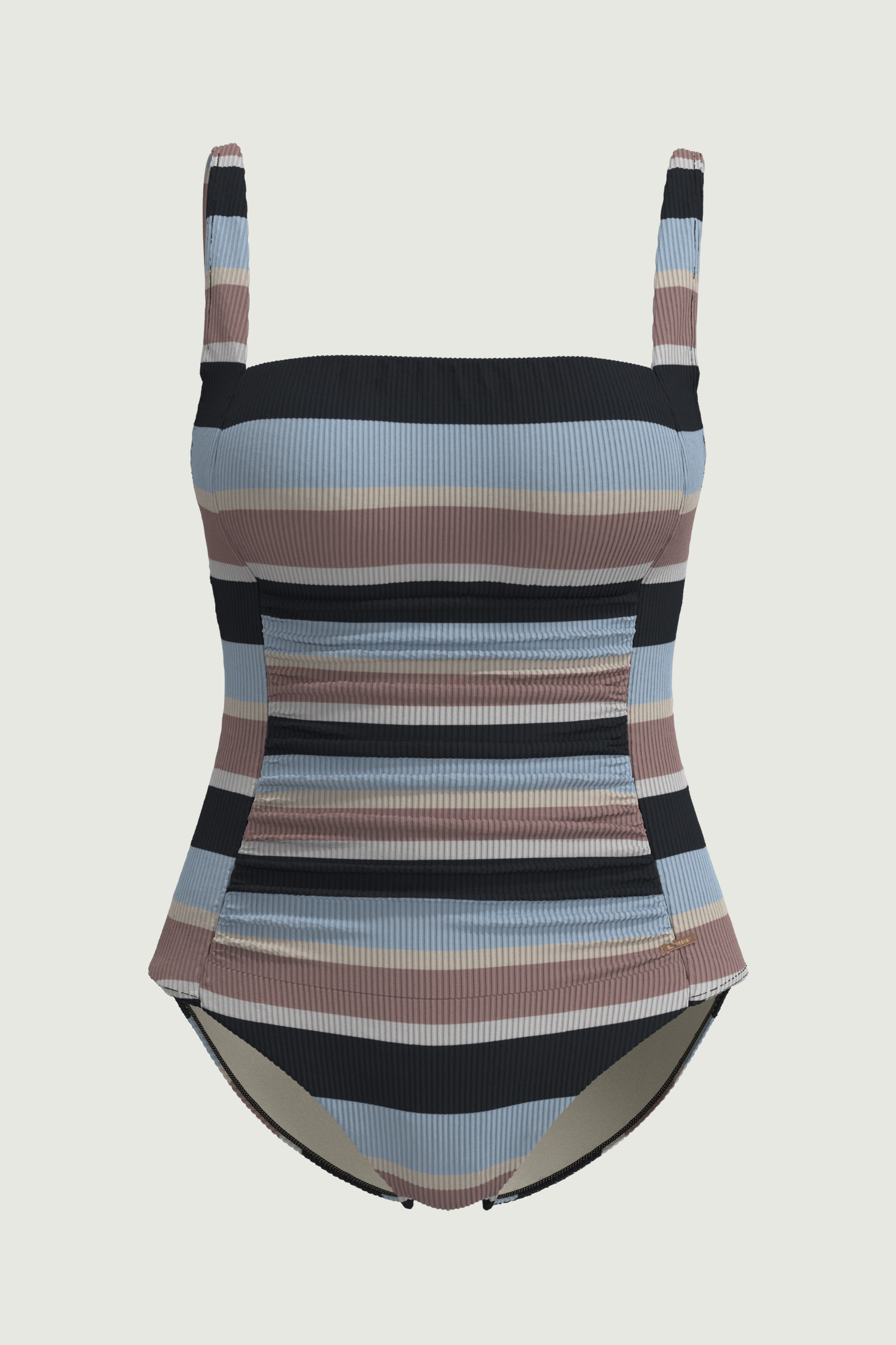 SunseekerSomeday Stripe Black Plus Cup Square Neck Onepiece