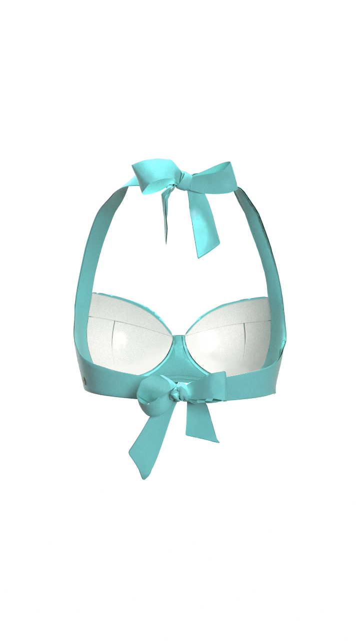 SunseekerCore Solid Mint Green Tied Front Halter Bikini Top