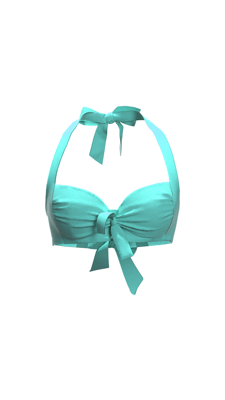 SunseekerCore Solid Mint Green Tied Front Halter Bikini Top