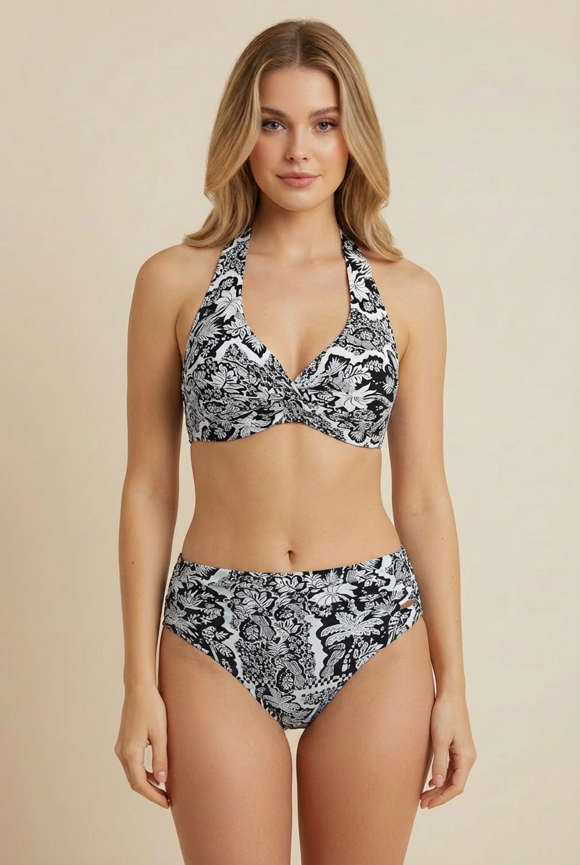 SunseekerSoulistic Black Plus Cup Twist Front Halter Bikini Top