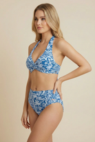 SunseekerSoulistic Blue Awe Plus Cup Twist Front Halter Bikini Top