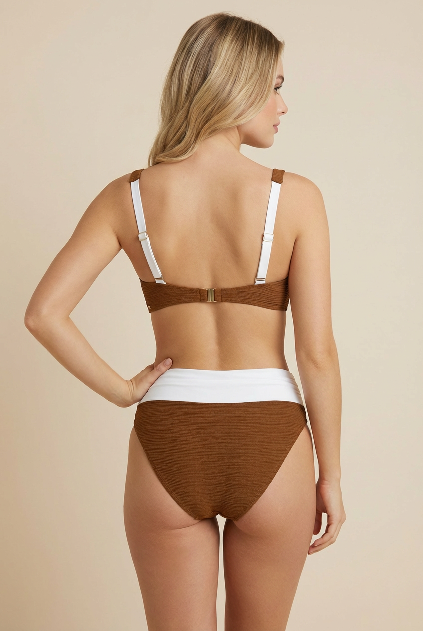SunseekerDeep Dive Rustic Caramel Plus Cup Tie Front Bikini Top