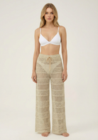 SunseekerCrochet Beige Tied Elastic Waist Beach Pants