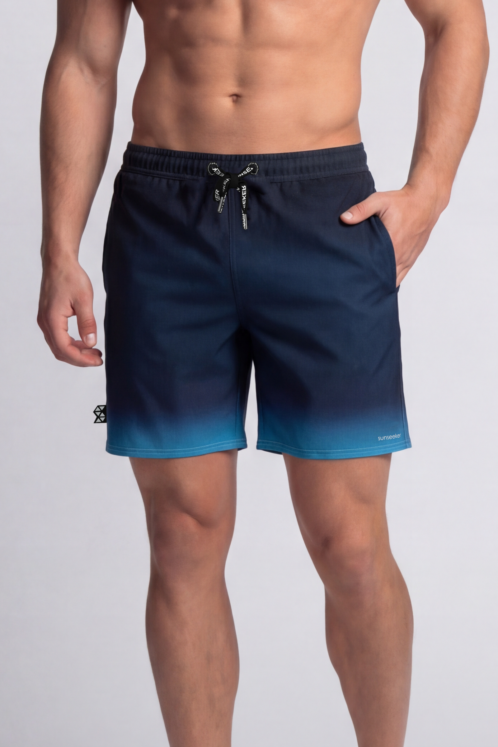 SunseekerCity Light Blue Drawstring Elastic Waistband 20" Boardshorts