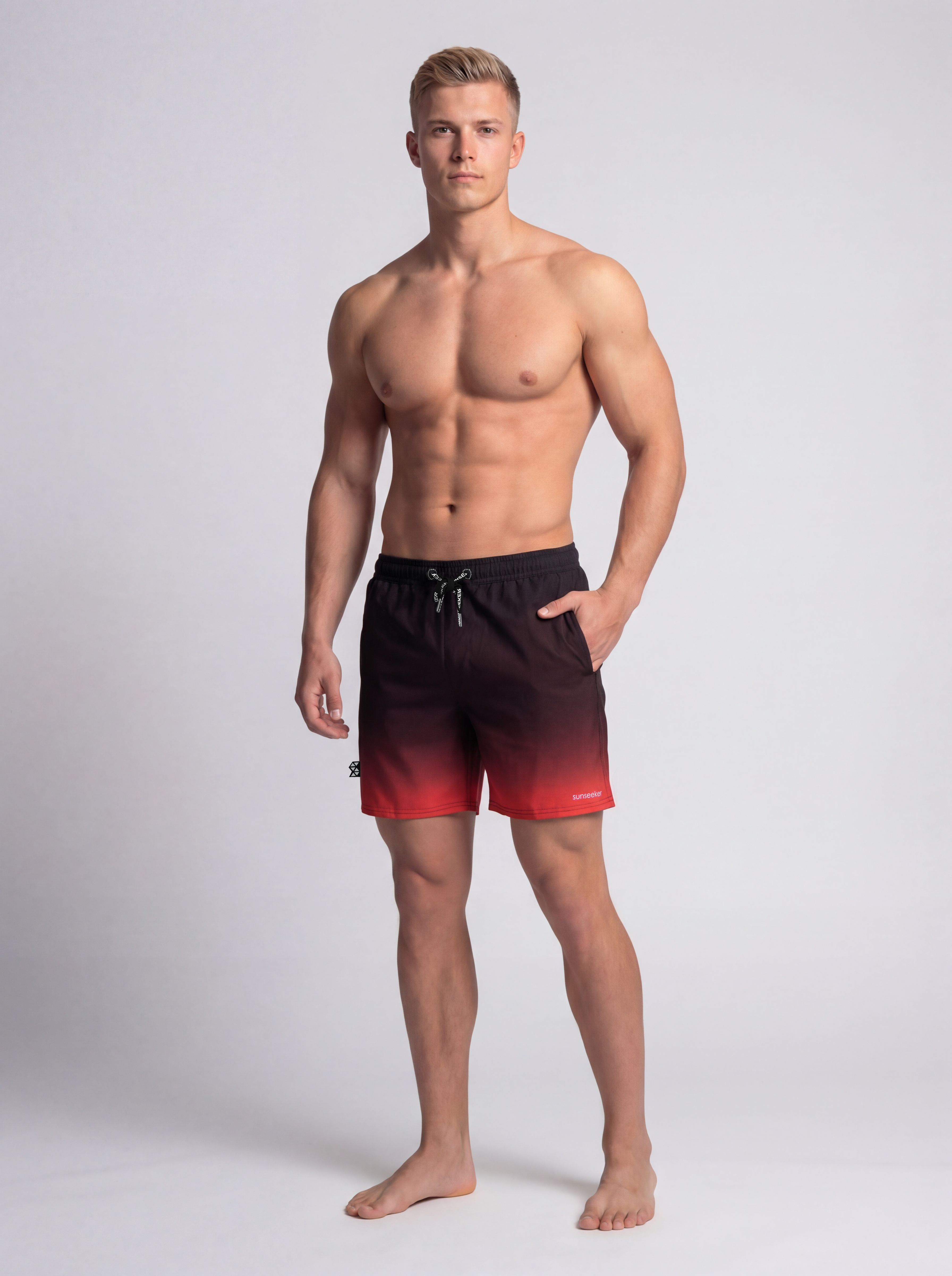 SunseekerCity Light Orange Drawstring Elastic Waistband 20" Boardshorts