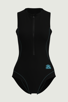 SunseekerCerulean Black Zip Front Sleeveless Onepiece