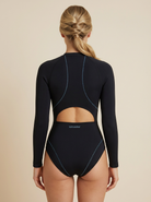 SunseekerCerulean Black Zip Front Long Sleeves Onepiece