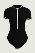 SunseekerSoulistic Solid Black Zip Front Short Sleeves Onepiece