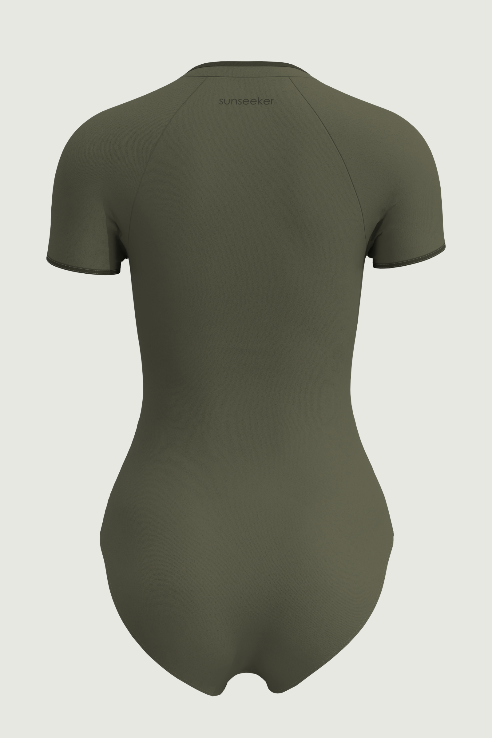 SunseekerSoulistic Solid Olive Zip Front Short Sleeves Onepiece