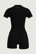 SunseekerSports Solid Black Zip Front Short Sleeves Bodysuit