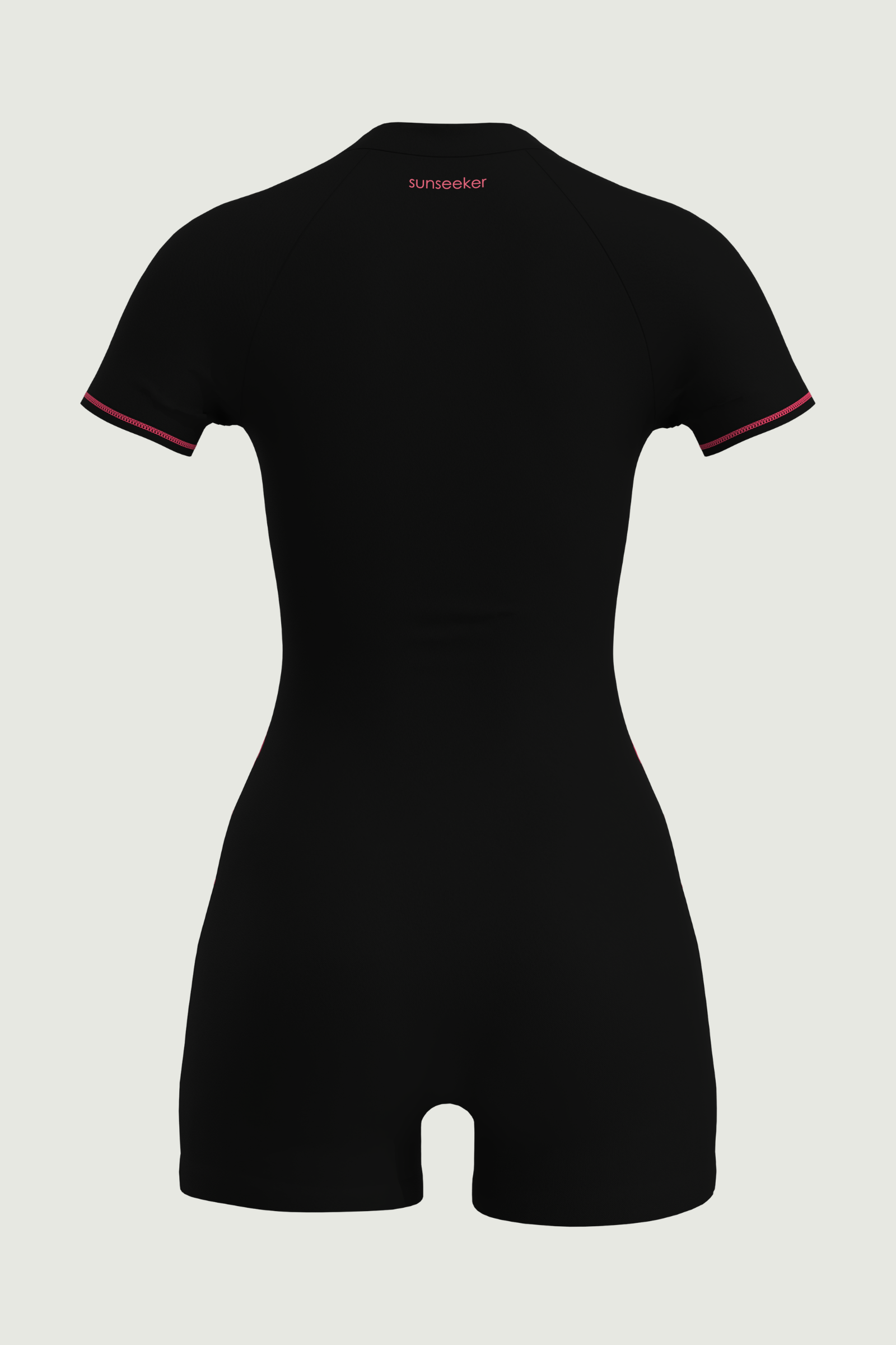 SunseekerSports Solid Black Zip Front Short Sleeves Bodysuit