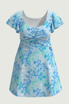 SunseekerBlooming Grace Blue Twist Front Short Sleeves Swimdress