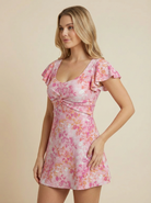 SunseekerBlooming Grace Pink Twist Front Short Sleeves Swimdress