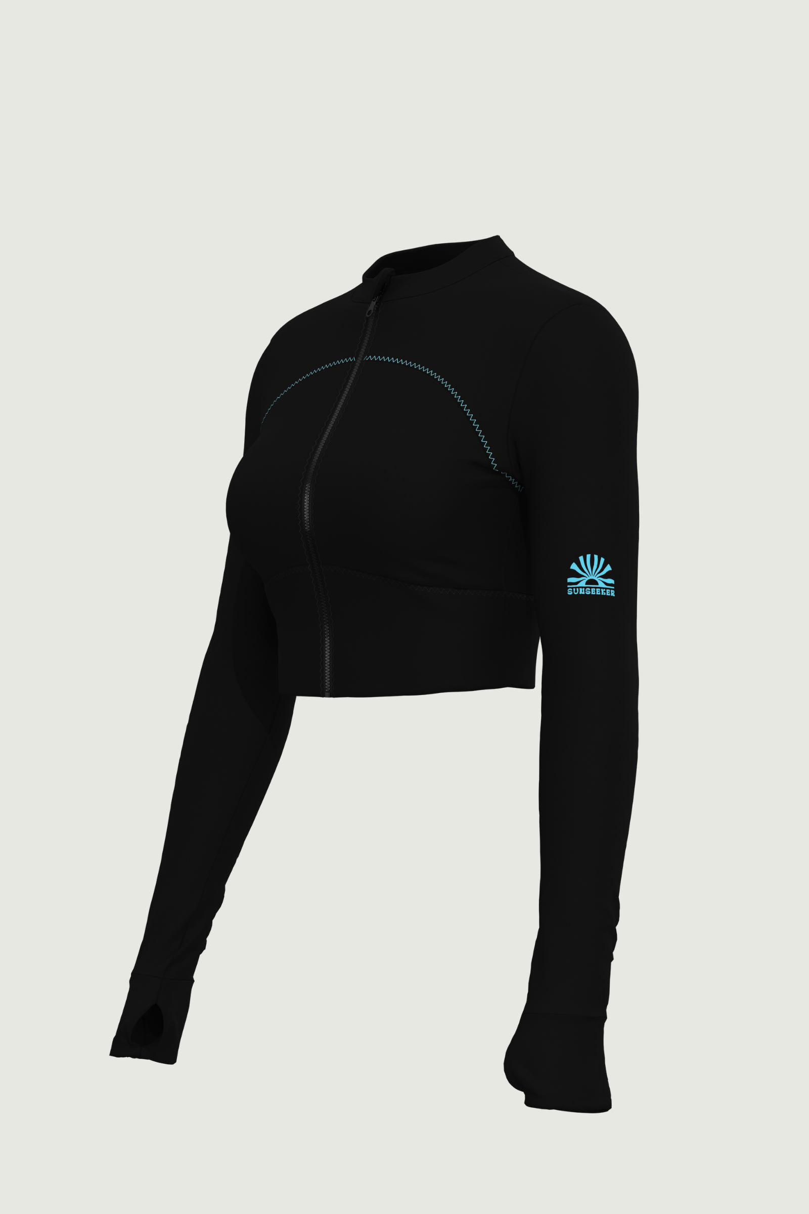 SunseekerCerulean Black Crop Zip-up Rashguard