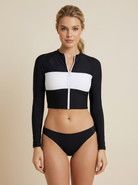 SunseekerSoulistic Solid Black Crop Zip Front Rashguard