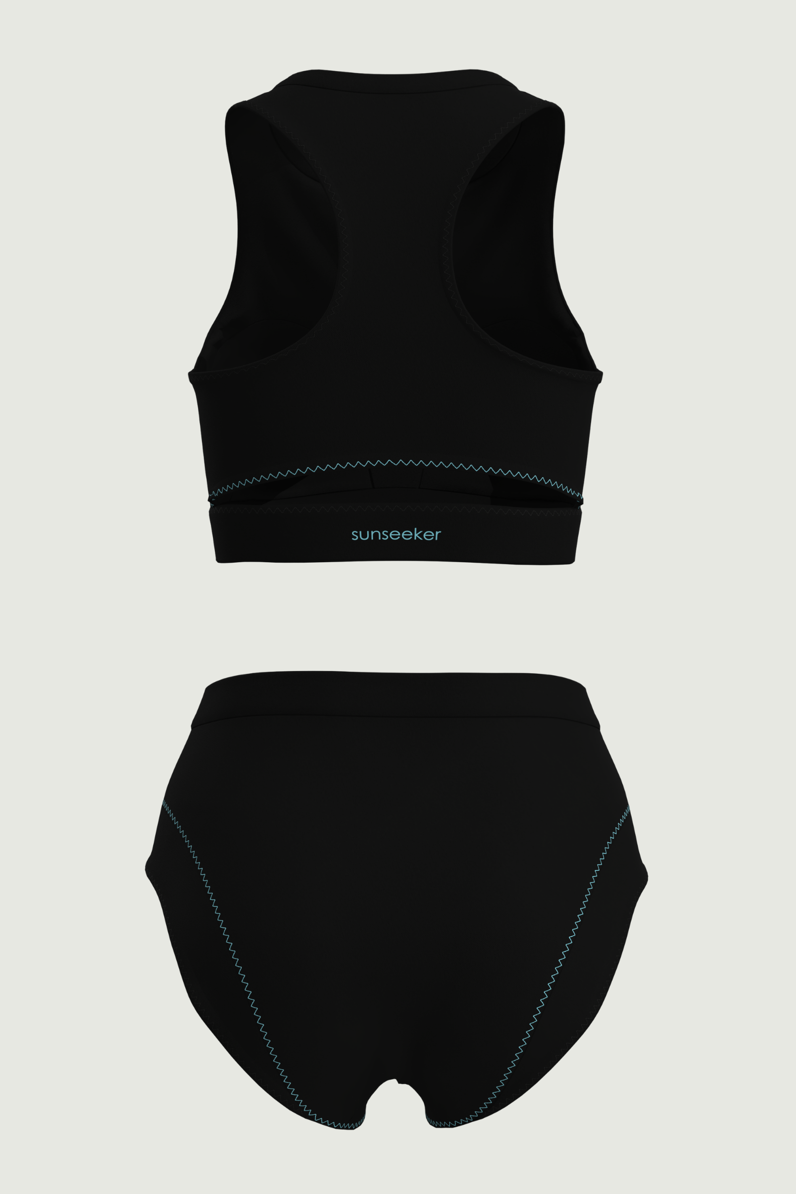 SunseekerCerulean Black Zip Front Crop Top Set