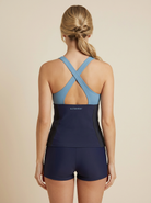 SunseekerSports Solid Blue Zip Front Tankini Set