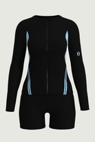 SunseekerNoir Wave Black Zip Front Rashguard Set