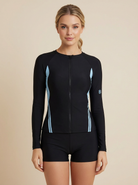SunseekerNoir Wave Black Zip Front Rashguard Set