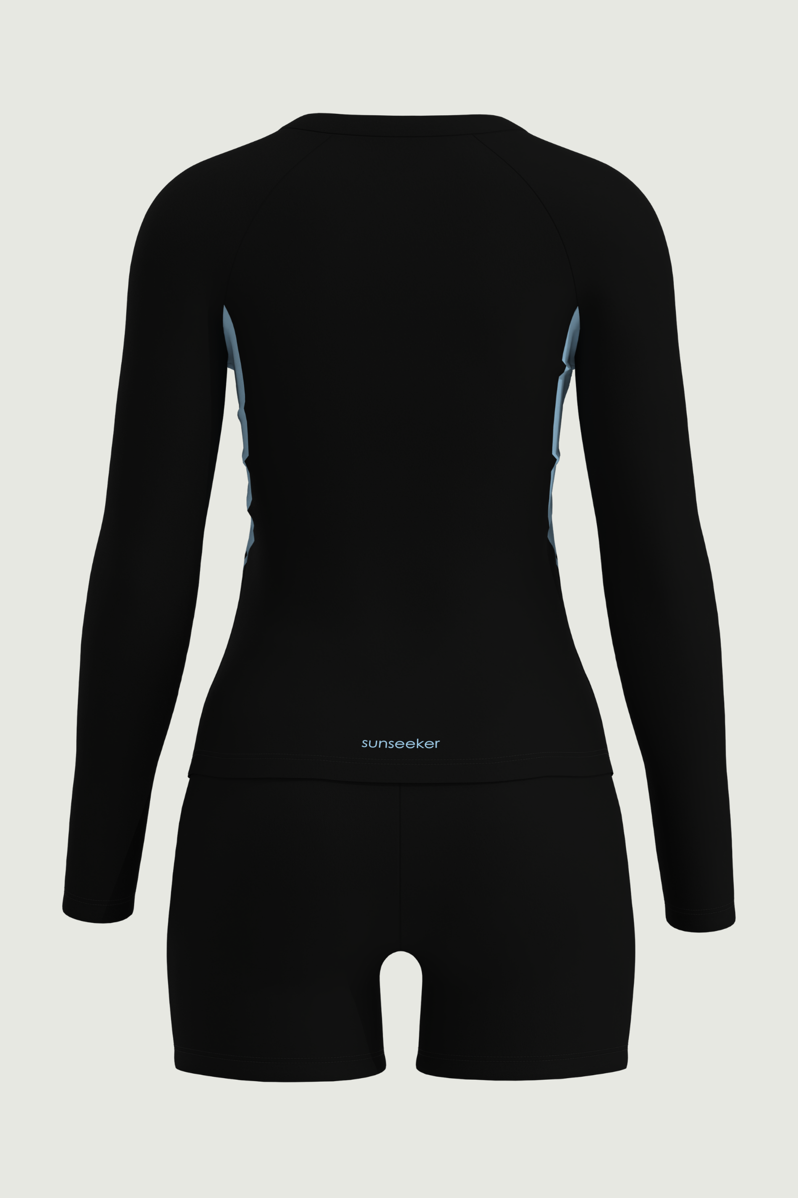 SunseekerNoir Wave Black Zip Front Rashguard Set