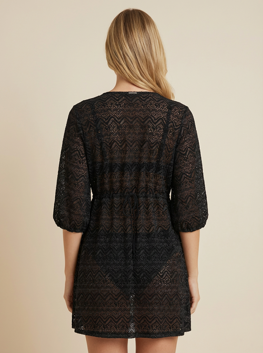 SunseekerCrochet Black V-neck Dress