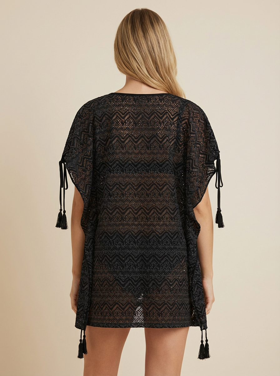 SunseekerCrochet Black Tassels Kaftan