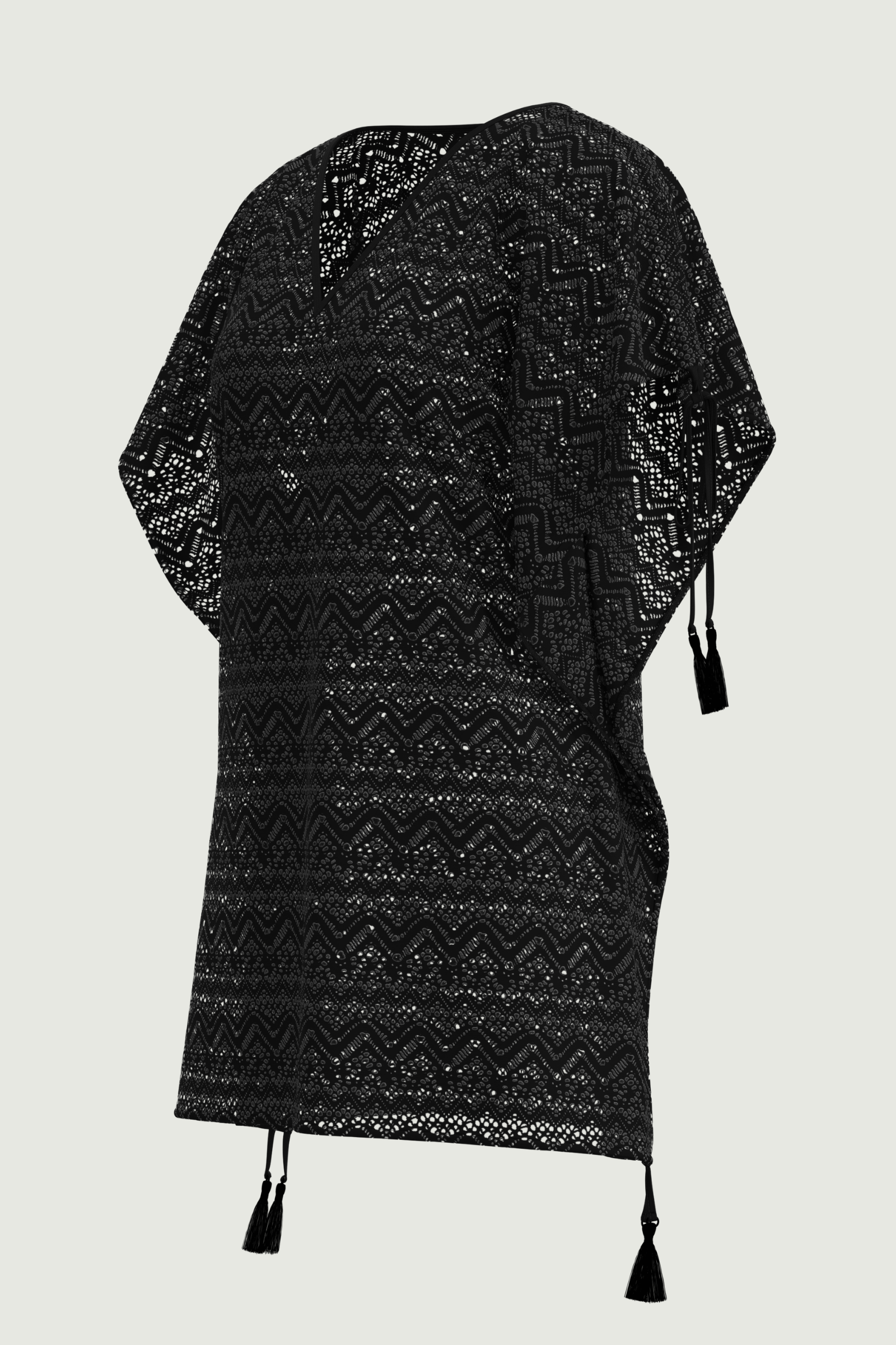 SunseekerCrochet Black Tassels Kaftan