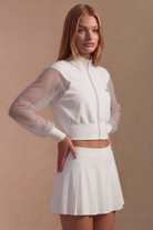 SunseekerSheer White Cropped Bomber Jacket