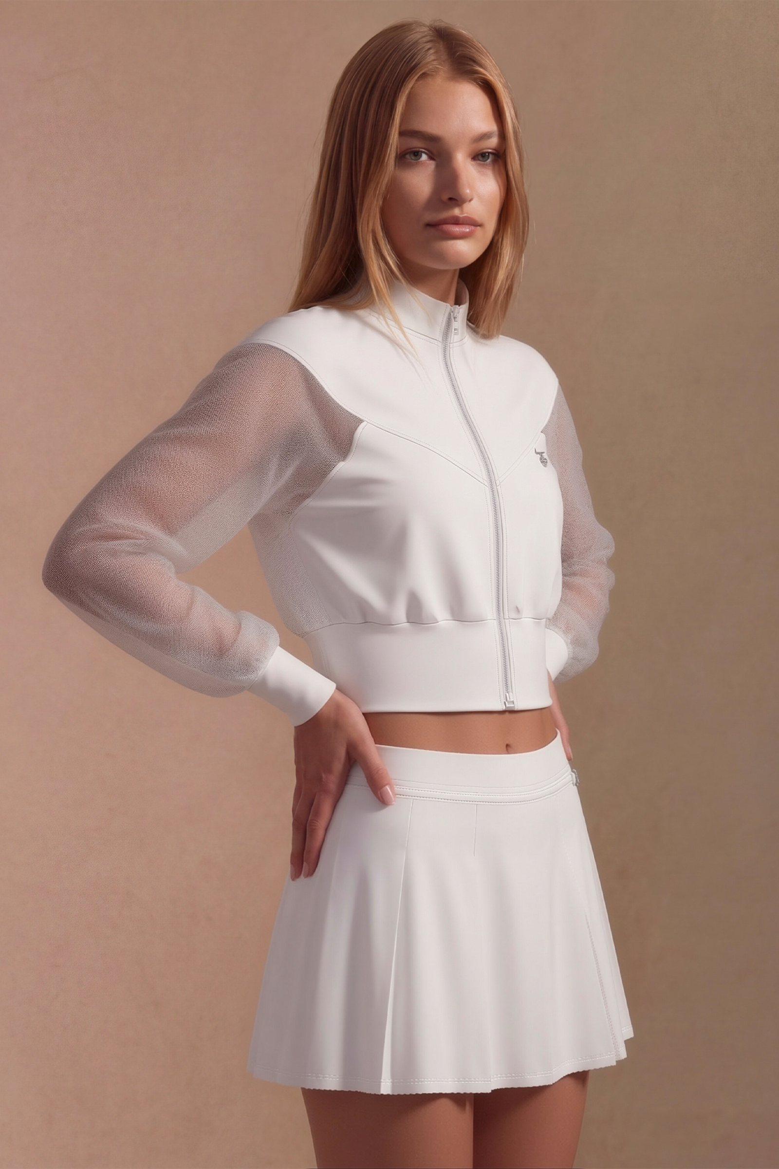 SunseekerSheer White Cropped Bomber Jacket