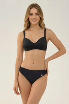 SunseekerCore Solid Black Plus Cup Tuck Ruched Bikini Top