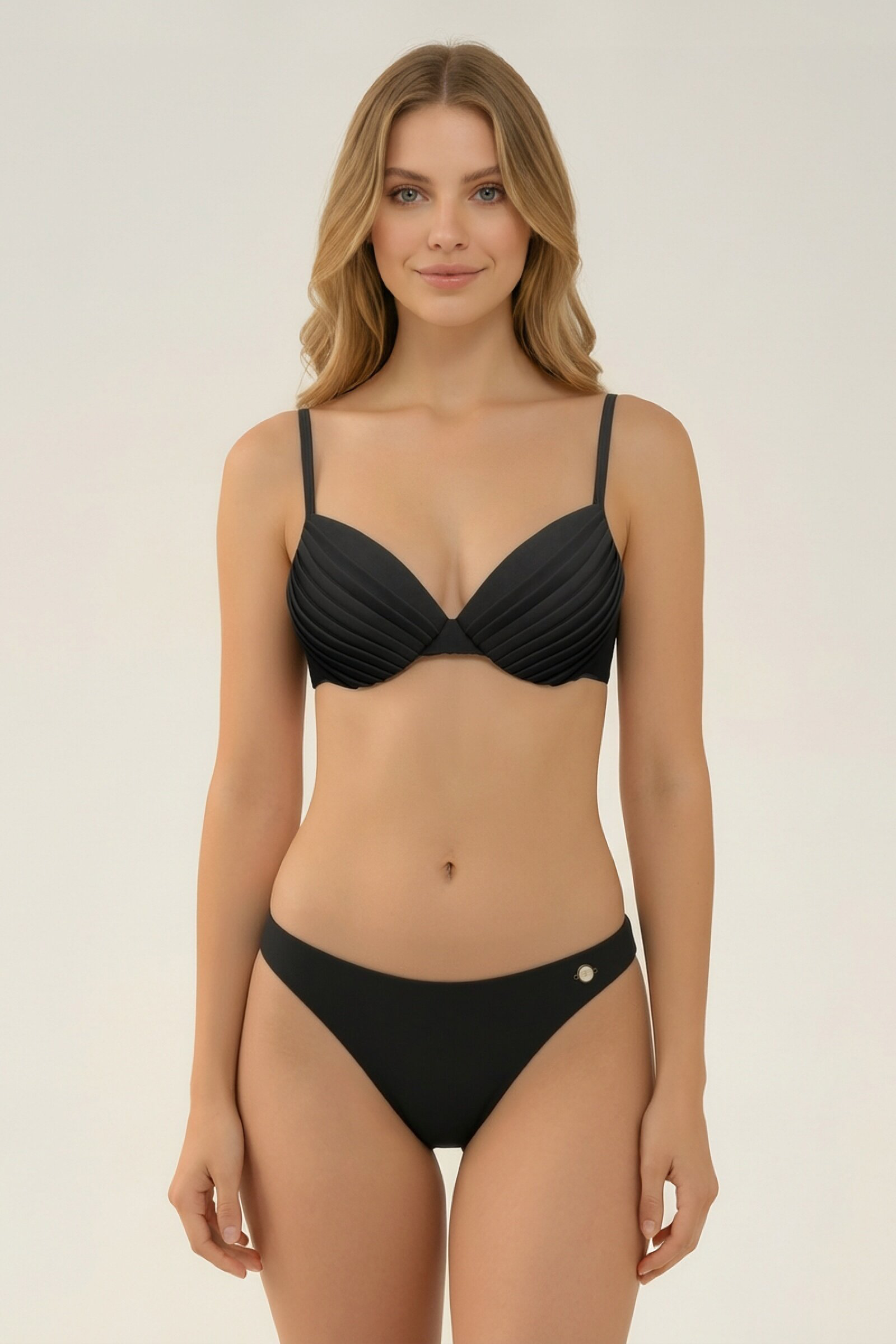 SunseekerCore Solid Black Pleat Bikini Top
