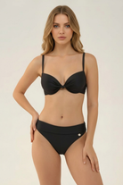 SunseekerCore Solid Black Gathered Front Bikini Top