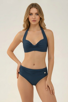 SunseekerCore Solid Deep Jade Knot Front Halter Bikini Top
