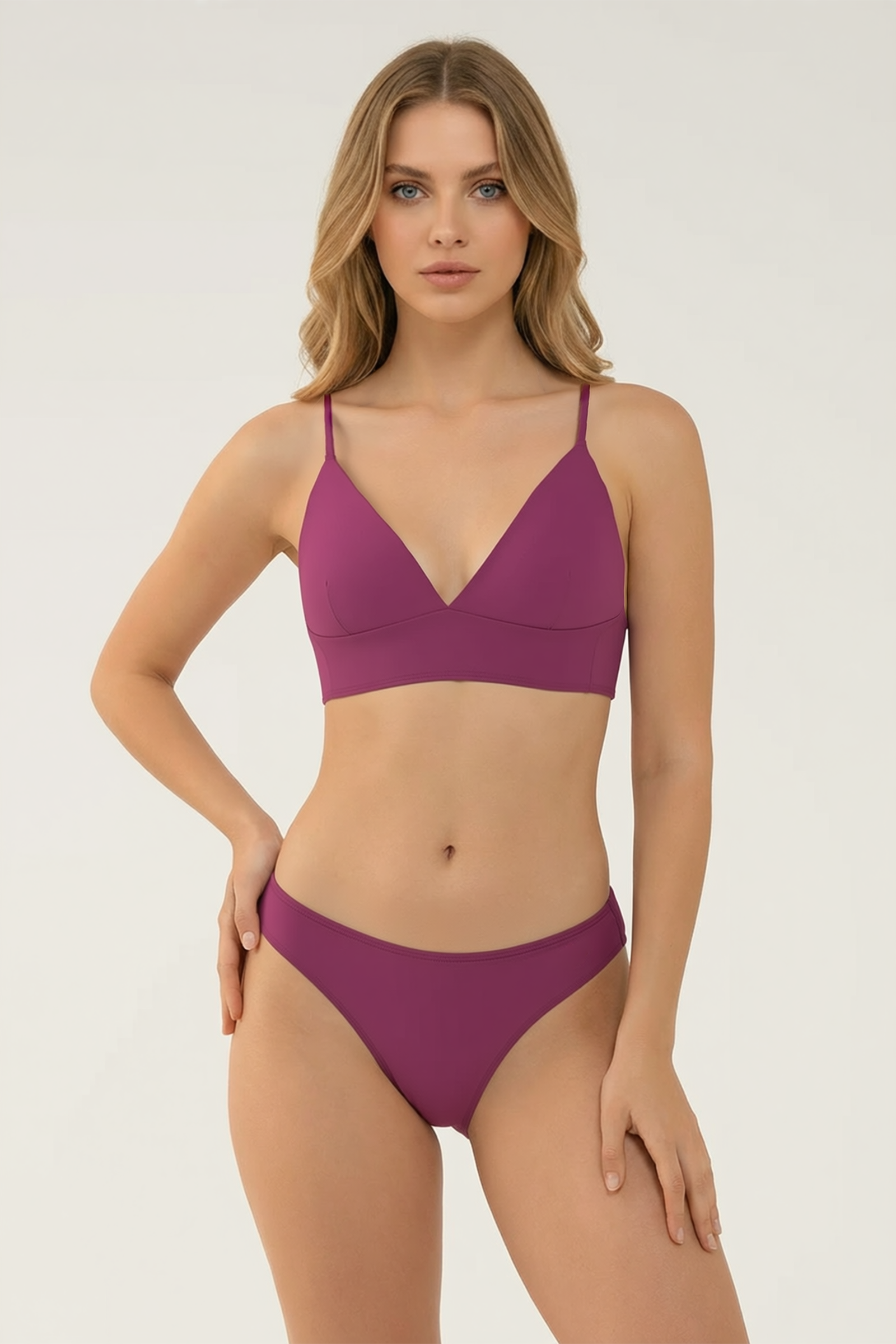 SunseekerCore Solid Boysenberry Triangle Lace-up Back Bikini Top