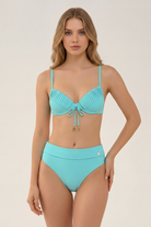 SunseekerCore Solid Mint Green Pintuck Tied Bikini Top