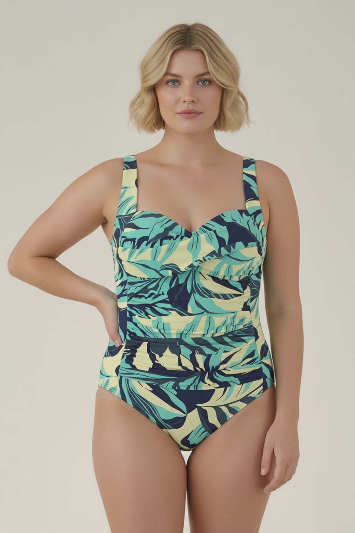 Sunseeker Southern Tropo Thrift Pink Plus Cup Twist Front Onepiece