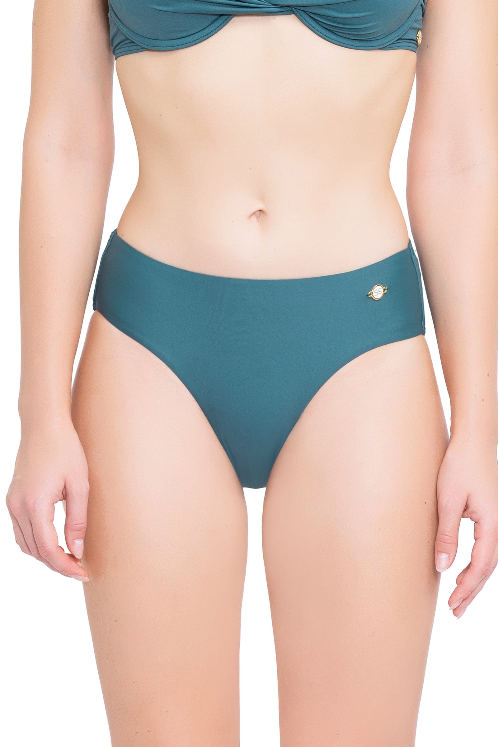 Bikini Bottoms Core Solid Atlantic Deep Wide Side Pant - Sunseeker