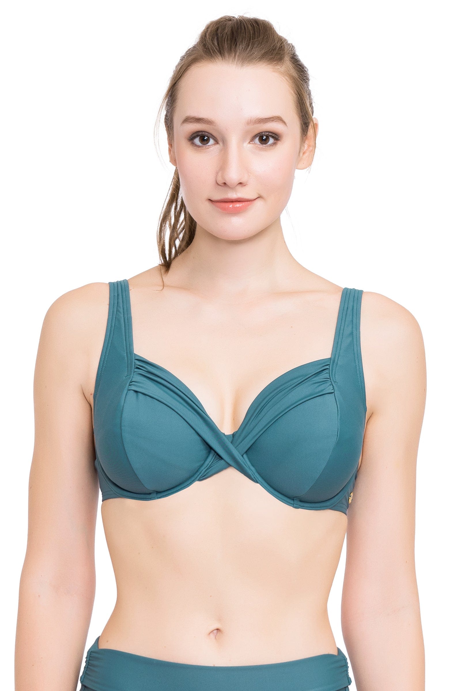 Plus Cup Bikini Tops Core Solid Atlantic Deep Plus Cup Underwire Bikini Top - Sunseeker