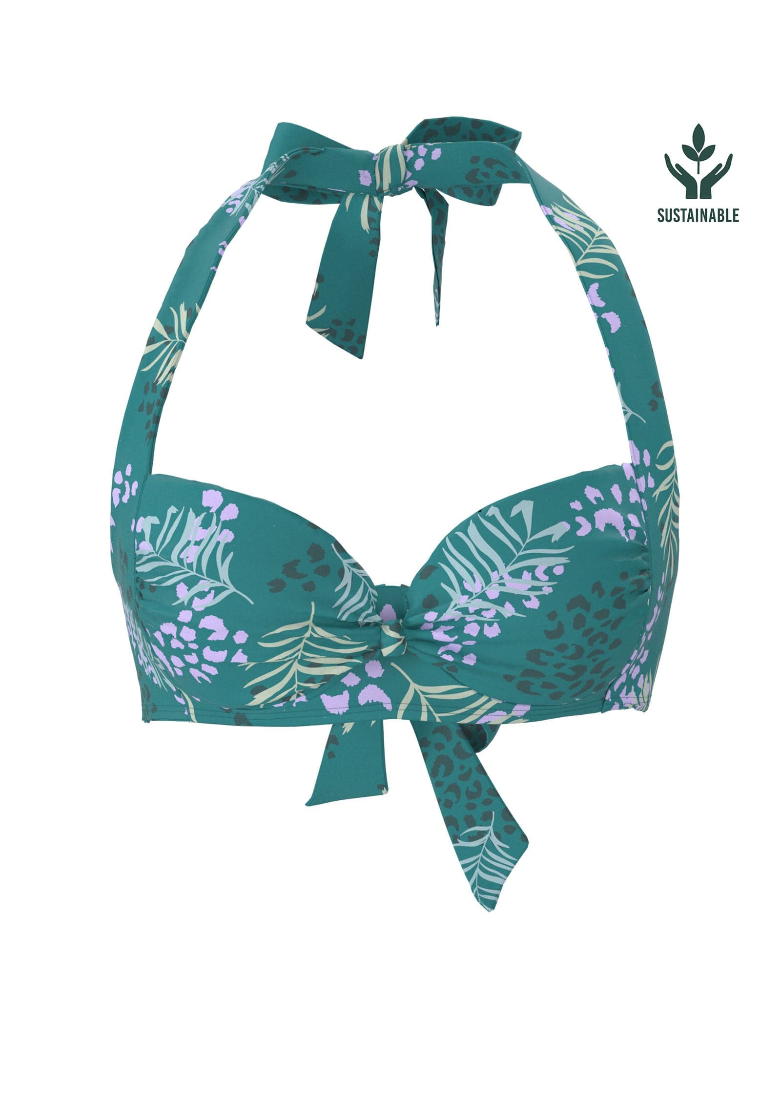 Sunseeker Elevated Animal Porcelain Green Halter Bikini Top