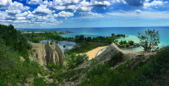 Beautiful view of Caribbean waters in Scaraborough Bluffs